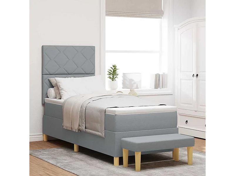 Boxspring bed met matras Lichtgrijs 80 x 200 cm Stof