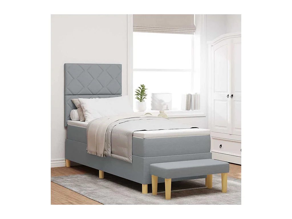 Cama Box com colchão Cinzento-claro 80 x 200 cm tecido