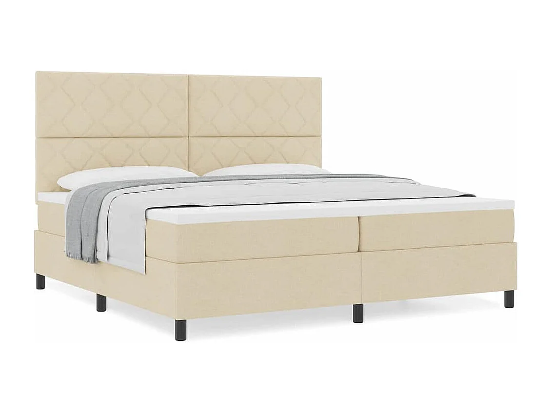 Boxspring bed met matras met hoofdeinde Crème 200 x 200 cm Stof