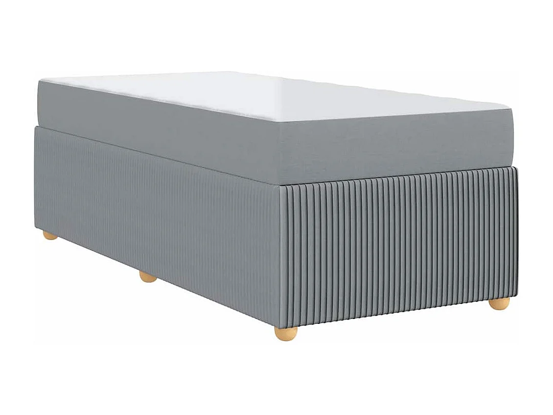 Cadre de lit avec matelas Gris clair 90 x 200 cm tissu