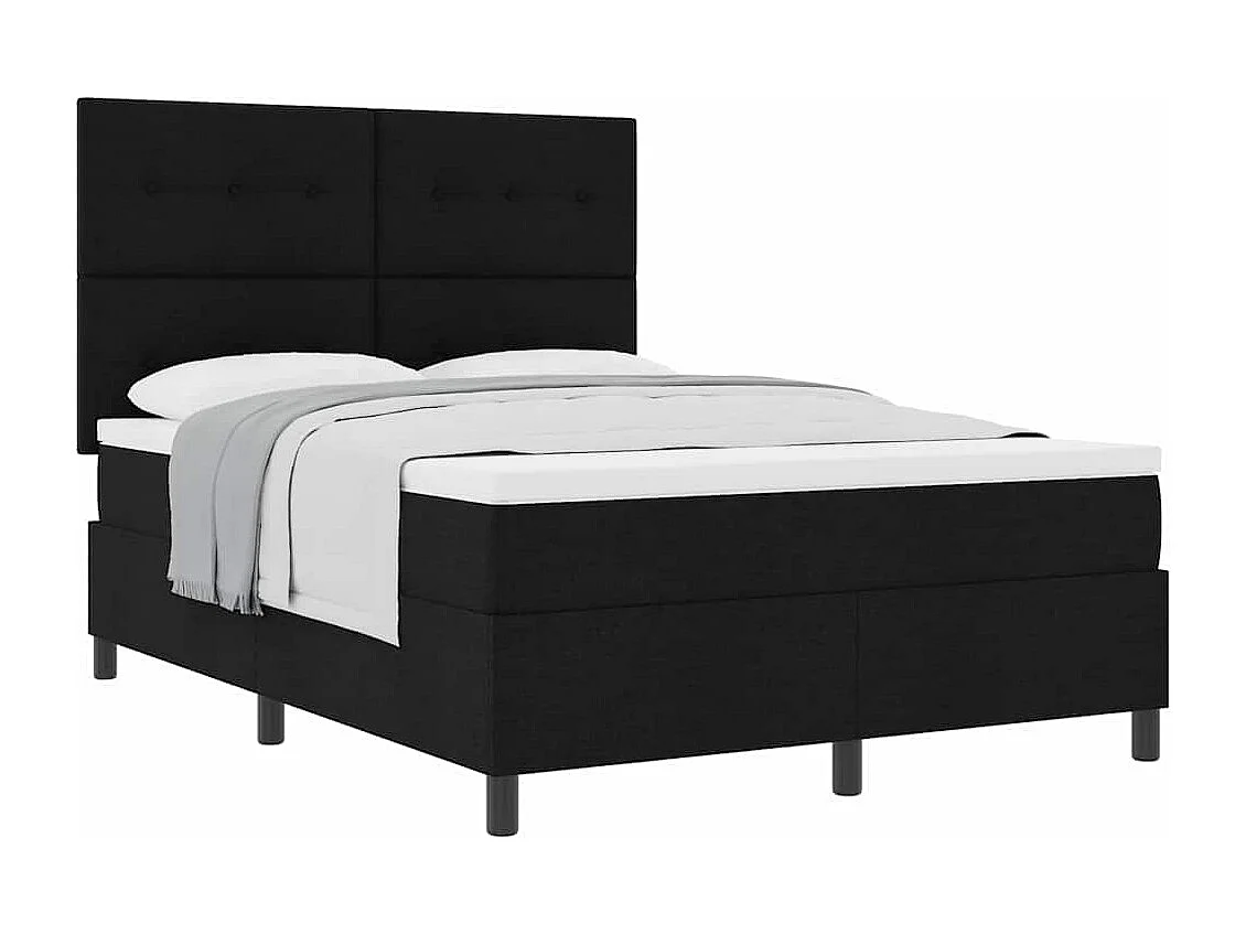 Cadre de lit avec matelas Noir 140 x 190 cm tissu