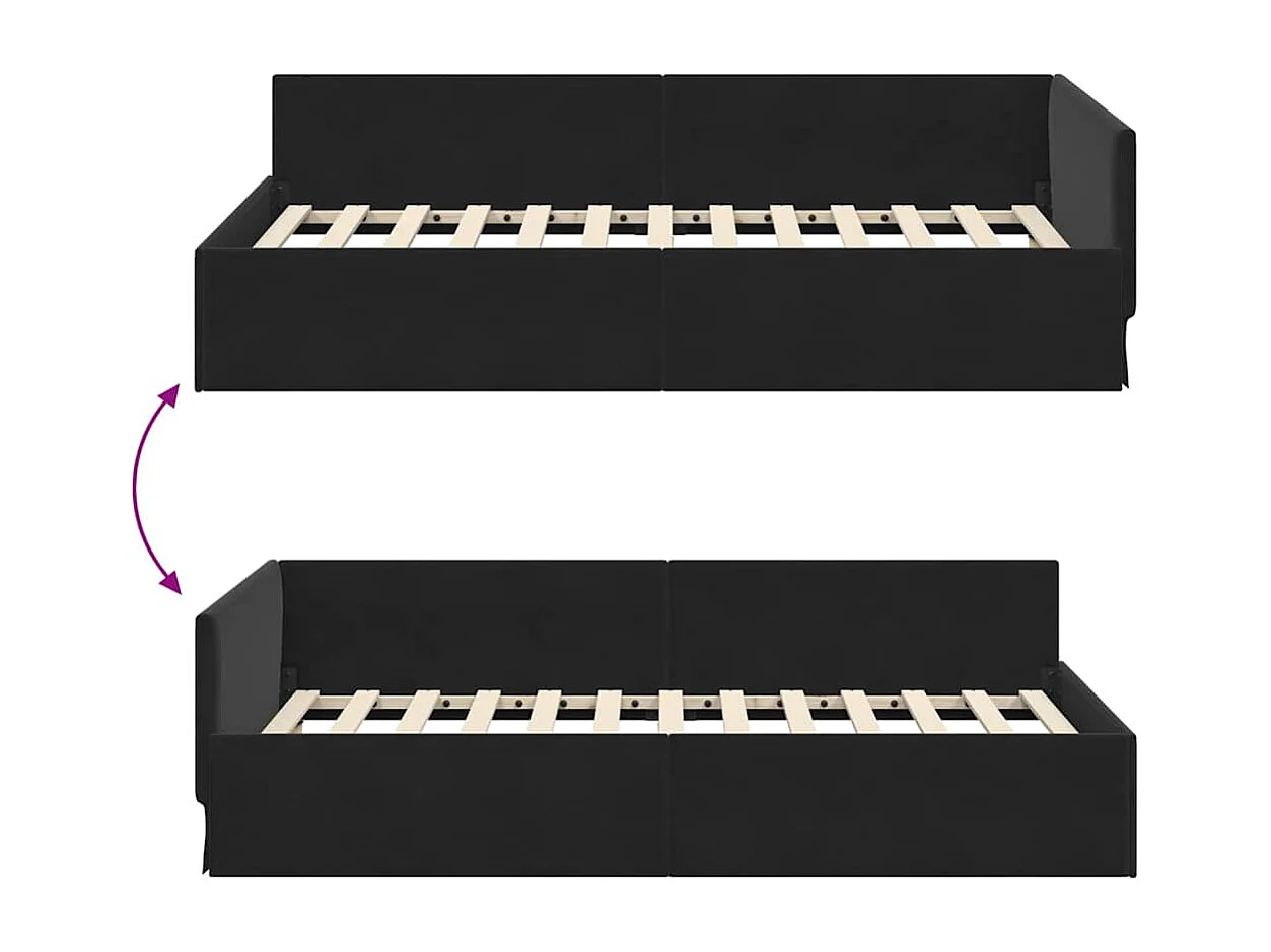 Cadre de lit d'angle Autre avec tête de lit Noir 80 x 200 cm