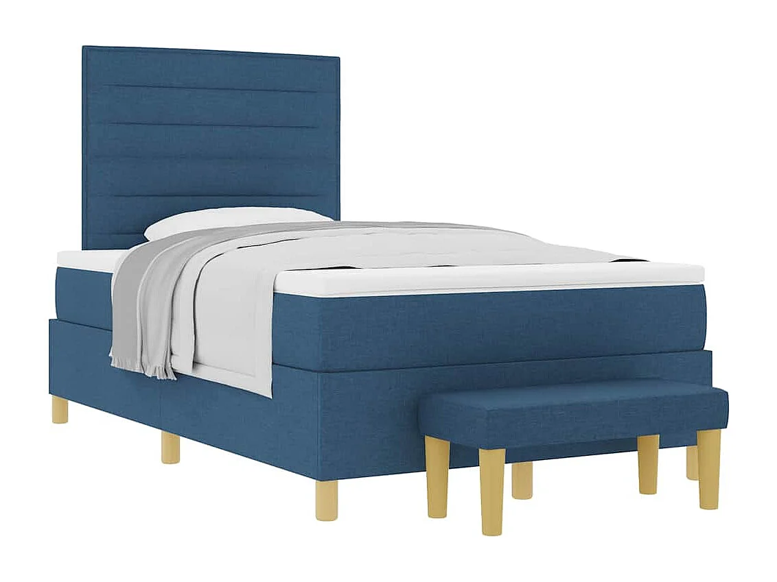 Cama tipo Box Spring con colchón Azul 120 x 200 cm tela