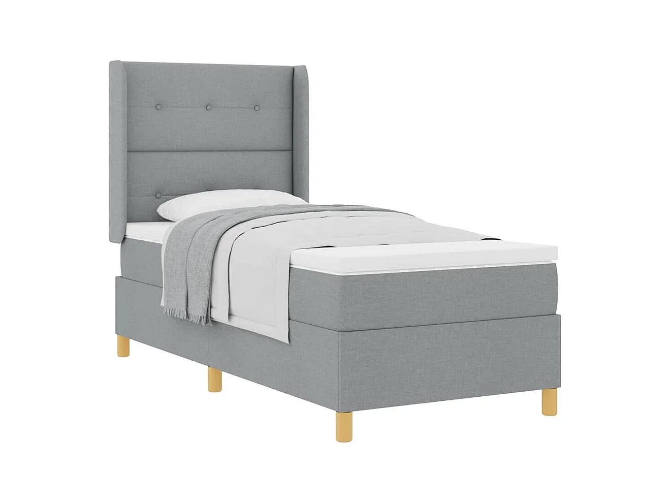 Cama Box Spring com colchão Cinzento-claro 100 x 200 cm tecido