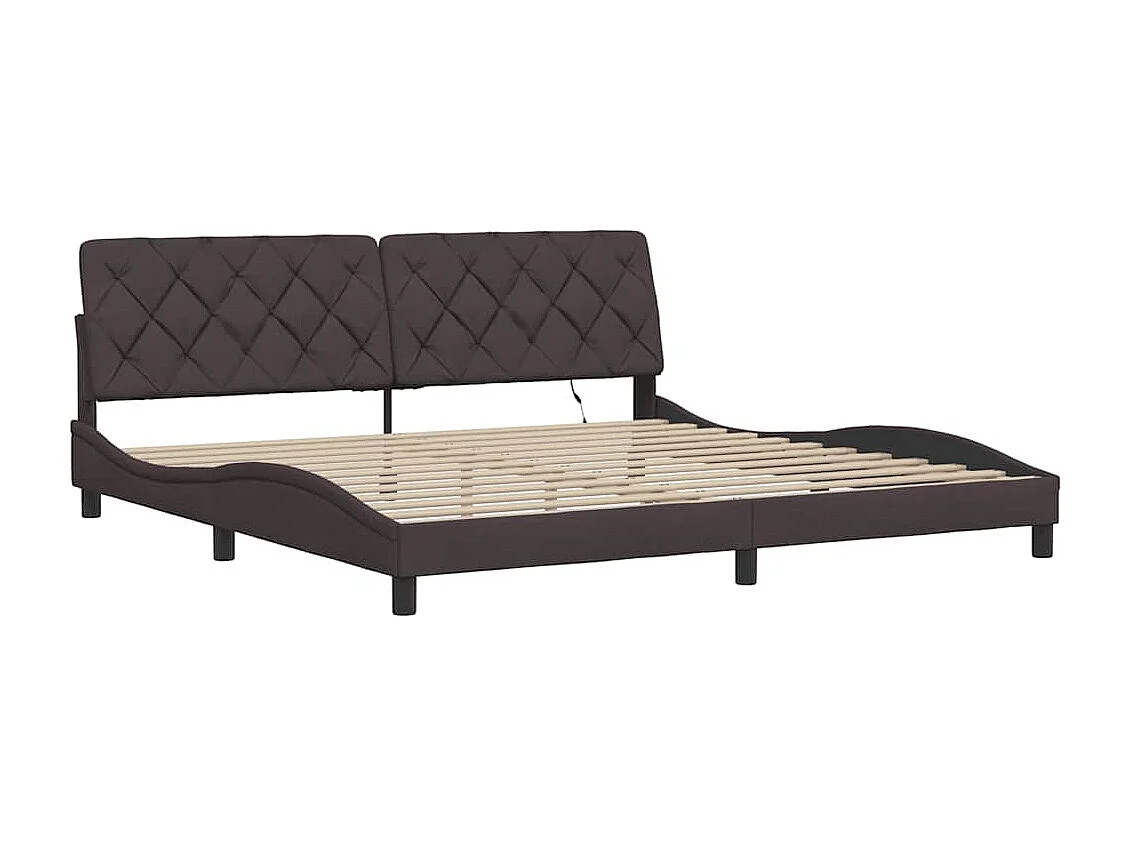 Cadre de lit avec LED sans matelas marron foncé 200x200cm tissu