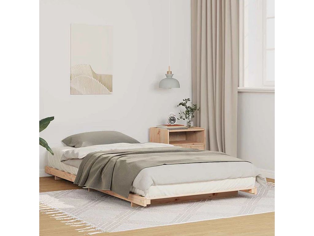 Estructura de cama Marrón 90 x 210 cm Madera maciza de pino