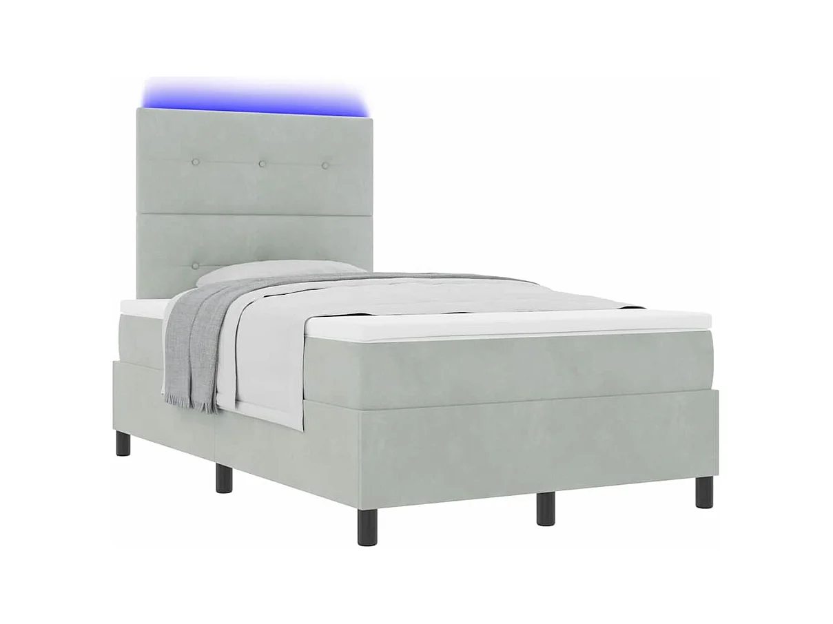 Cama tipo Box Spring Gris claro 120 x 200 cm Terciopelo