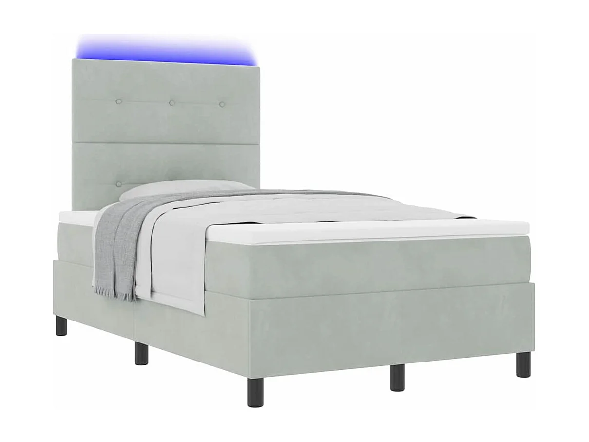 Cama tipo Box Spring Gris claro 120 x 200 cm Terciopelo