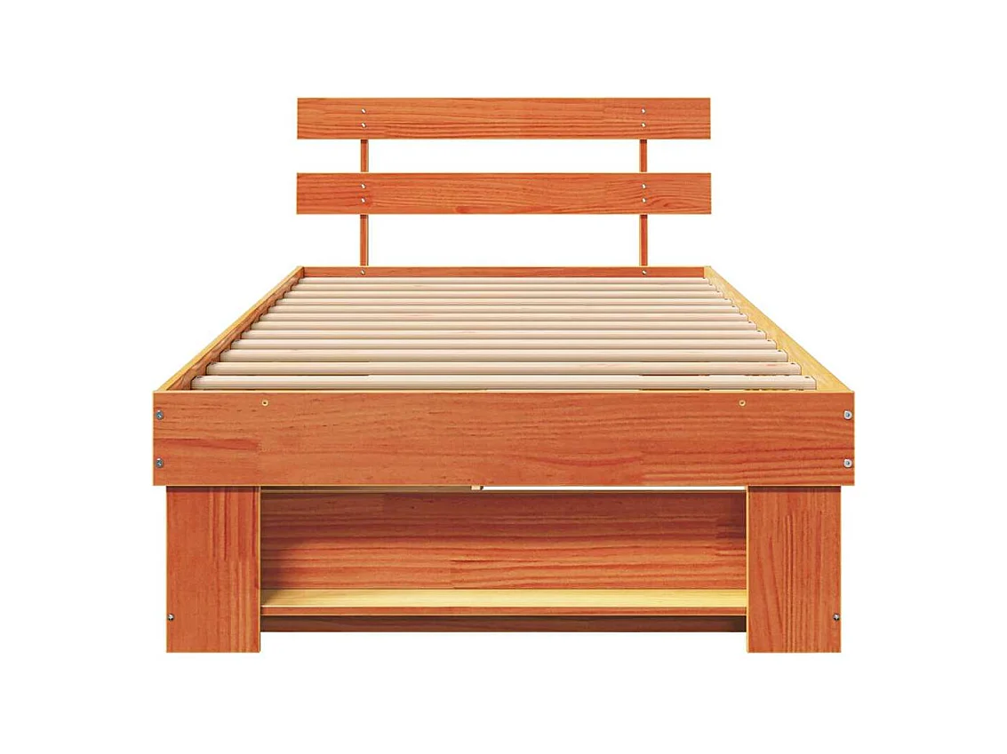 Estrutura da Cama com cabeceira Castanho-mel 90 x 200 cm