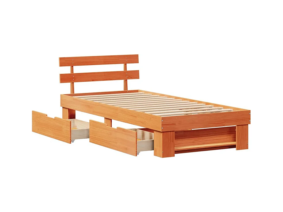 Estrutura da Cama com cabeceira Castanho-mel 90 x 200 cm