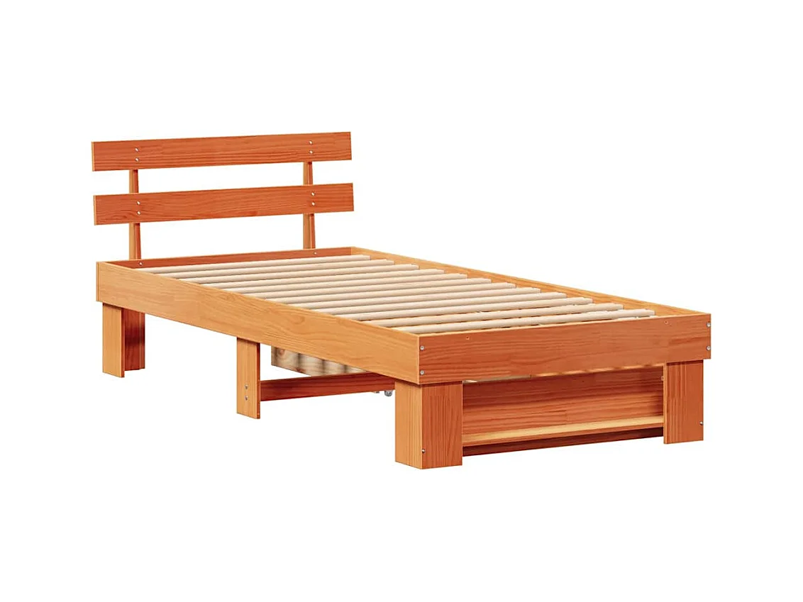 Estrutura da Cama com cabeceira Castanho-mel 90 x 200 cm