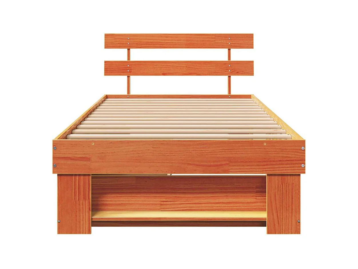 Estrutura da Cama com cabeceira Castanho-mel 90 x 200 cm