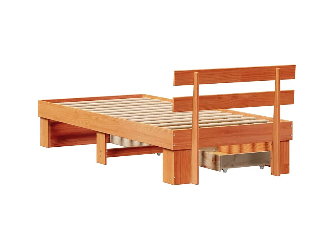 Estrutura da Cama com cabeceira Castanho-mel 90 x 200 cm