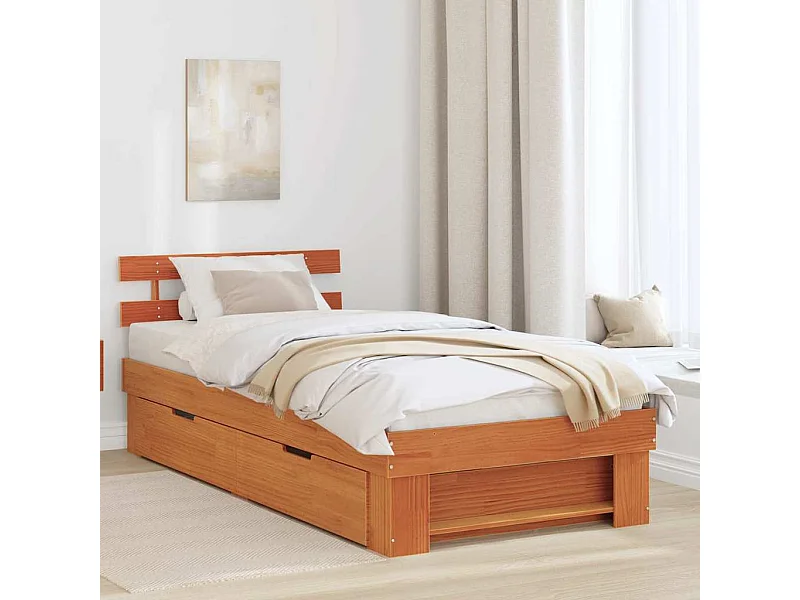 Cadre de lit Marron cire 90 x 200 cm Bois massif en pin