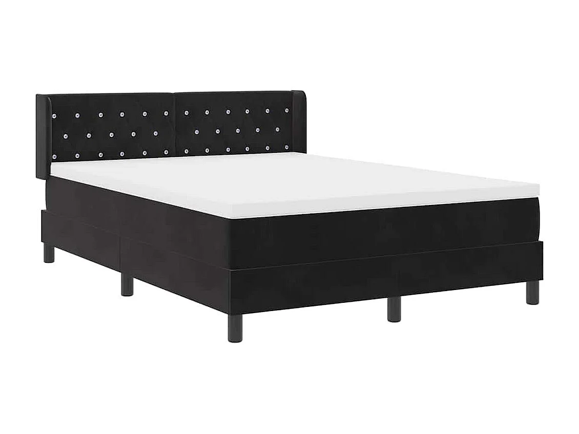 Cadre de lit avec matelas noir 100x200 cm en velours Noir