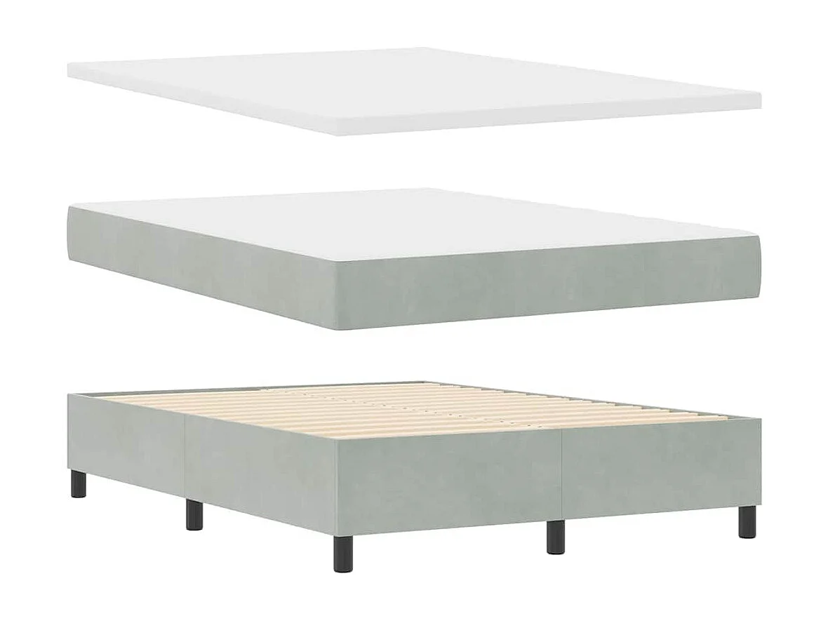 Cama tipo Box Spring Gris Claro 160 x 200 cm Terciopelo