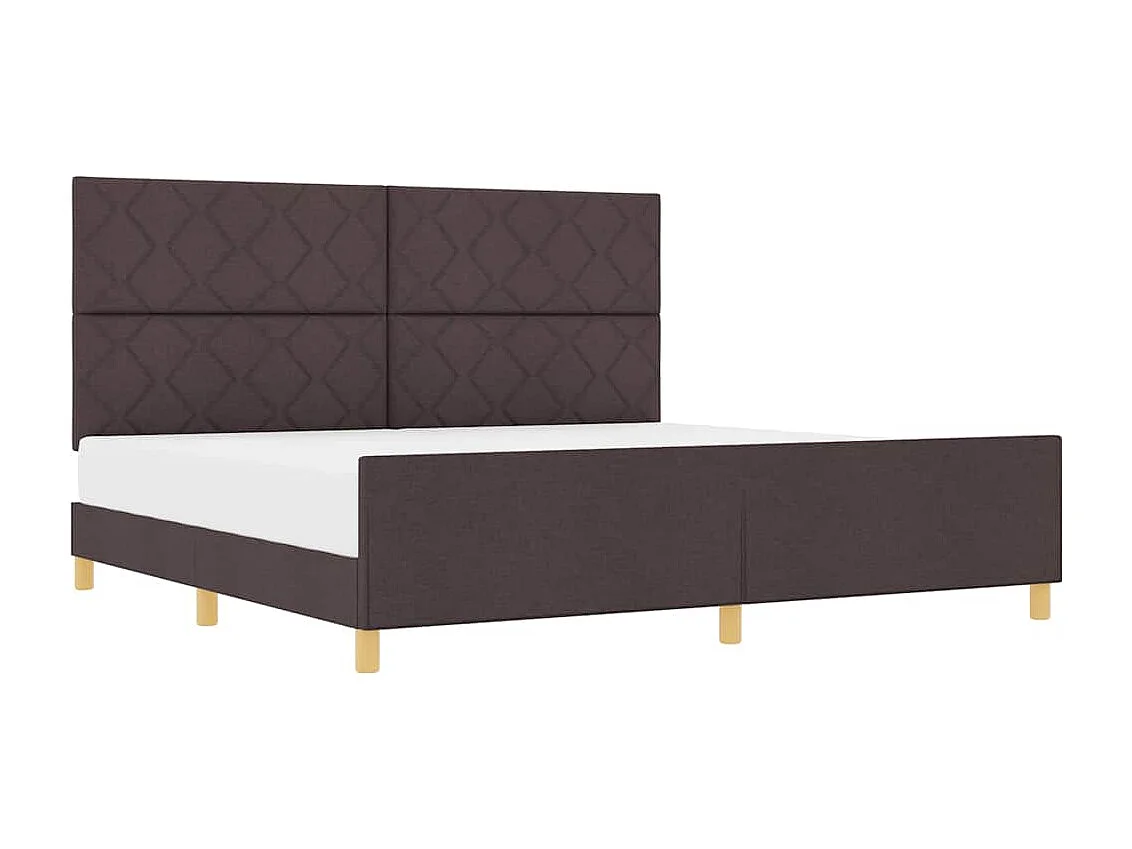 Estructura de cama con cabecera Marrón oscuro 200 x 200 cm tela