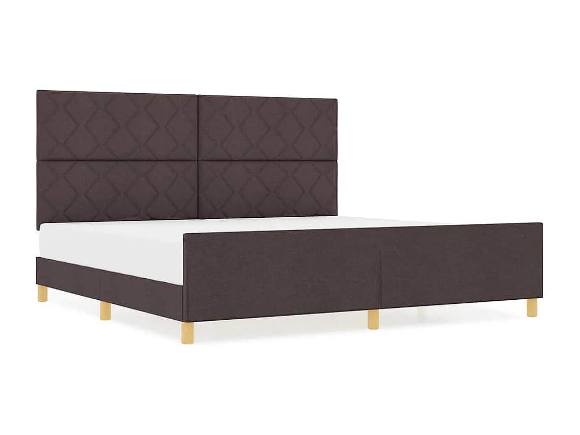 Estructura de cama con cabecera Marrón oscuro 200 x 200 cm tela