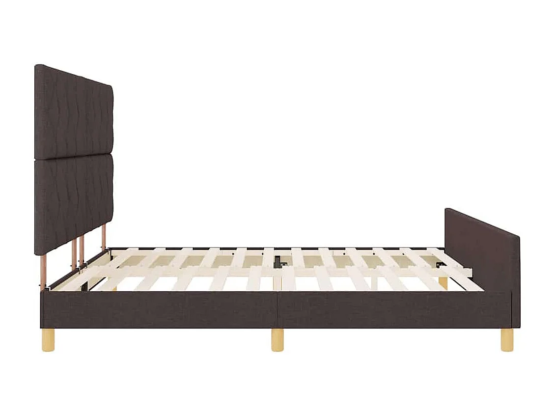 Estructura de cama con cabecera Marrón oscuro 200 x 200 cm tela