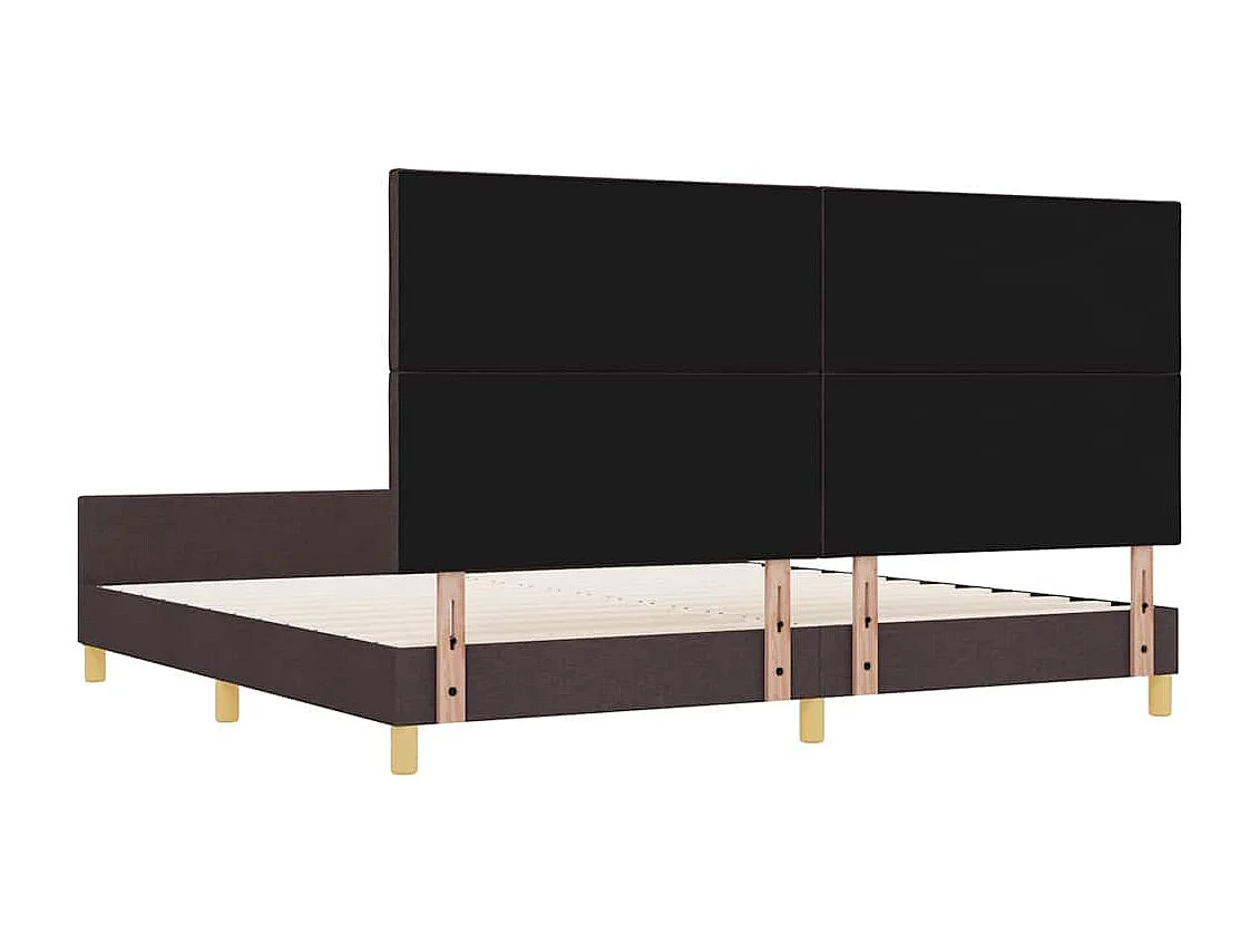 Estructura de cama con cabecera Marrón oscuro 200 x 200 cm tela