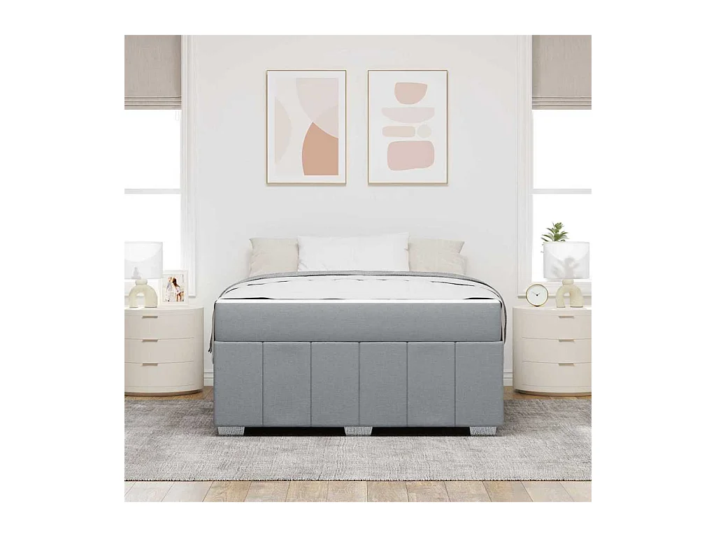 Cadre de lit avec matelas Gris clair 160 x 200 cm tissu
