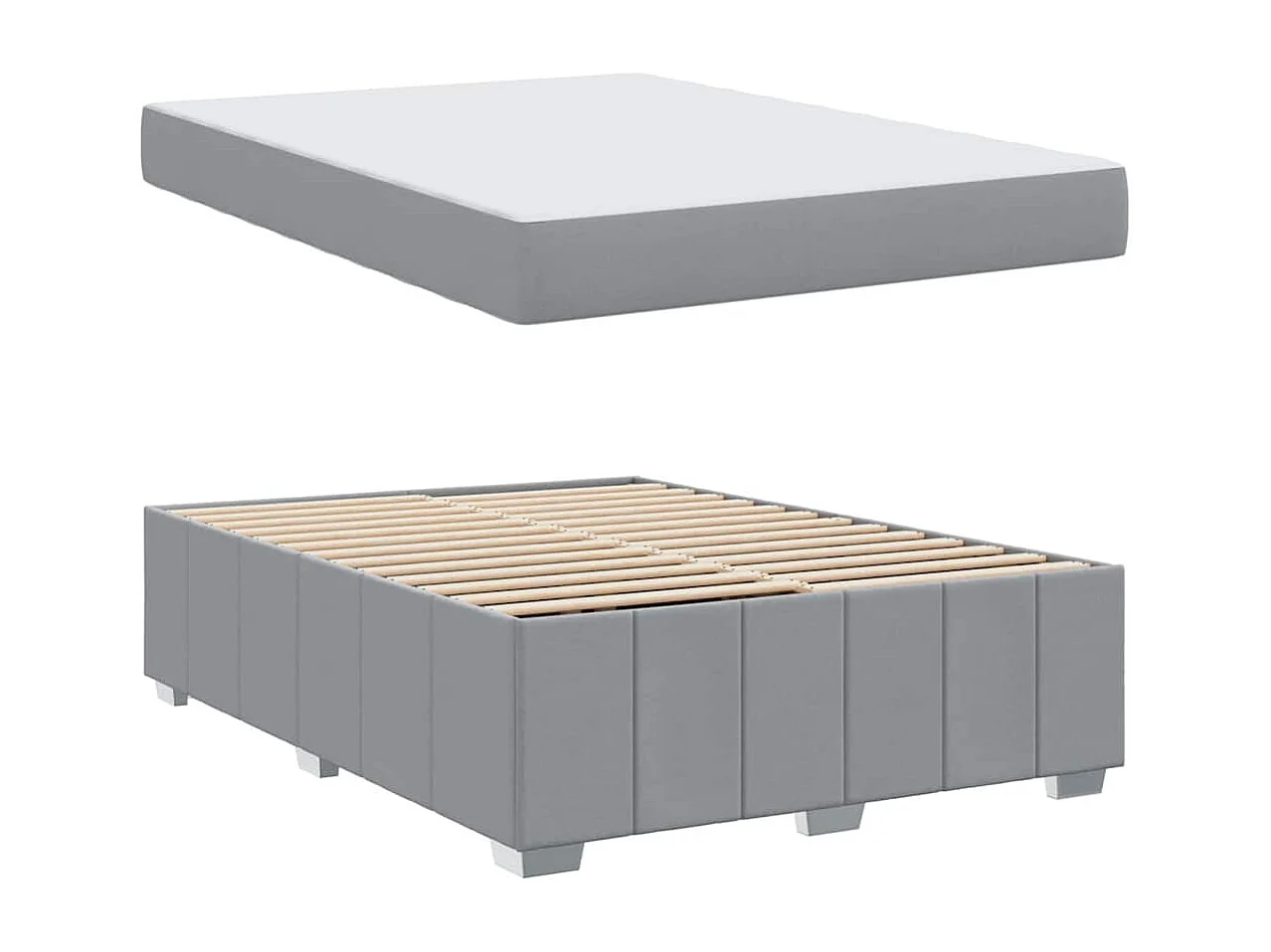 Cadre de lit avec matelas Gris clair 160 x 200 cm tissu