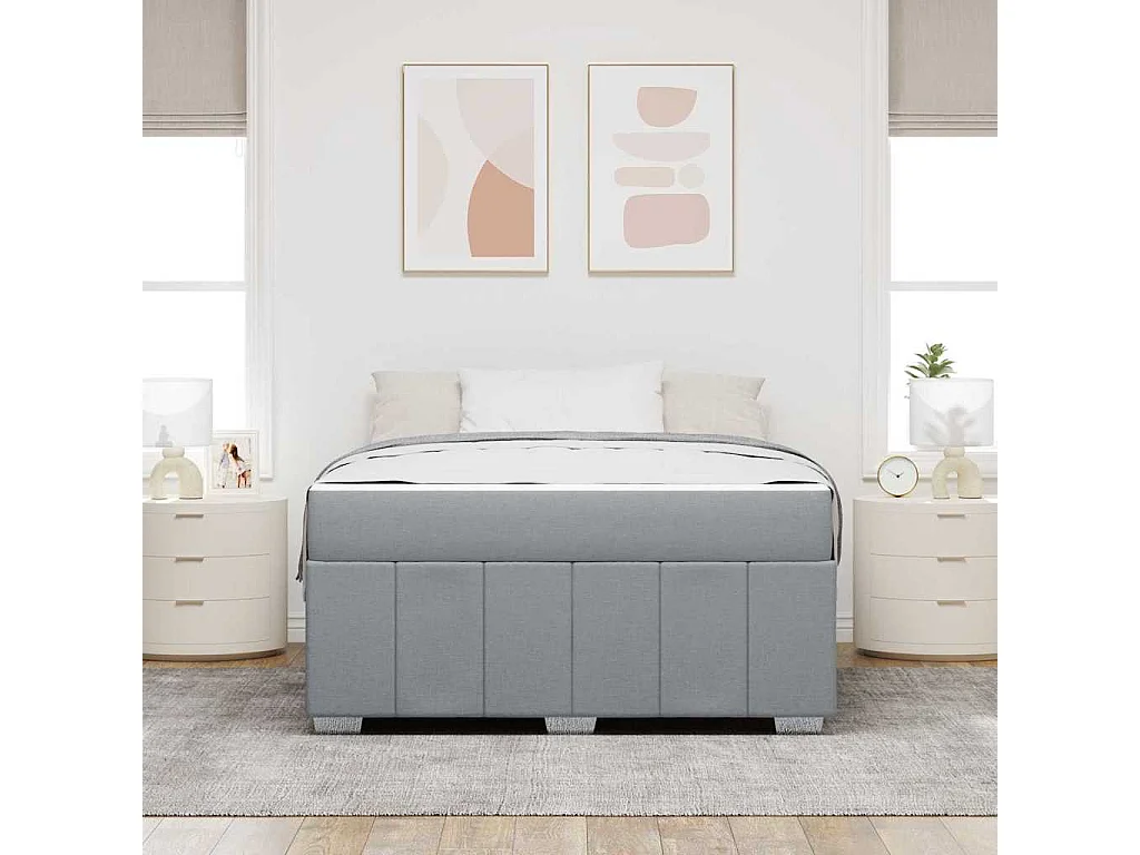 Cadre de lit avec matelas Gris clair 160 x 200 cm tissu