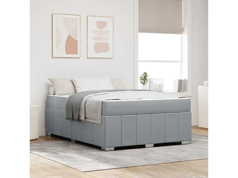Cadre de lit avec matelas Gris clair 160 x 200 cm tissu