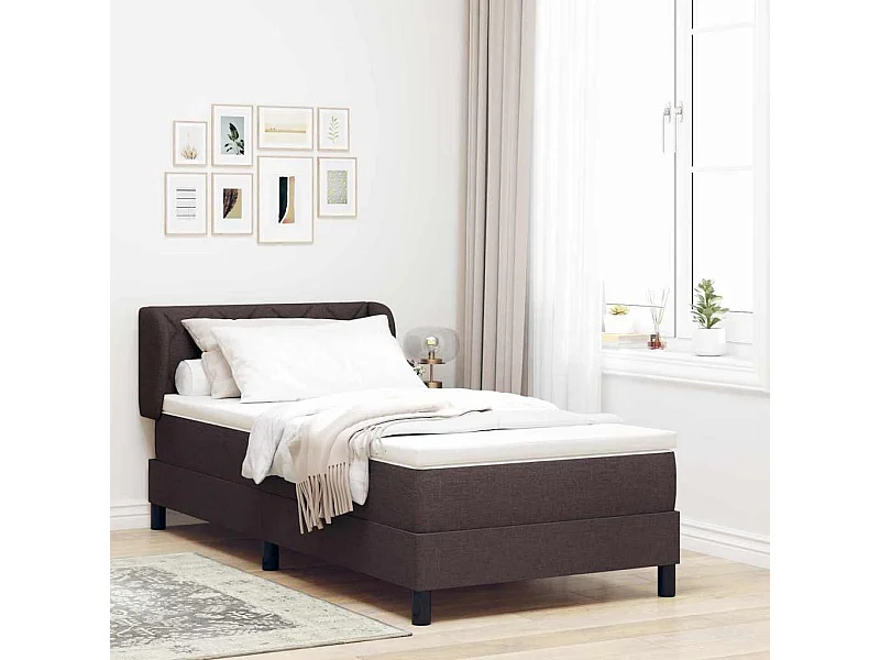 Cama box spring con colchón Marrón oscuro 100 x 200 cm tela