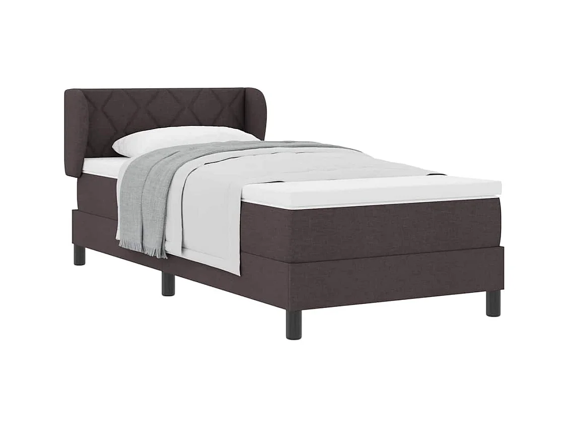 Cadre de lit avec matelas Marron foncé 100 x 200 cm tissu