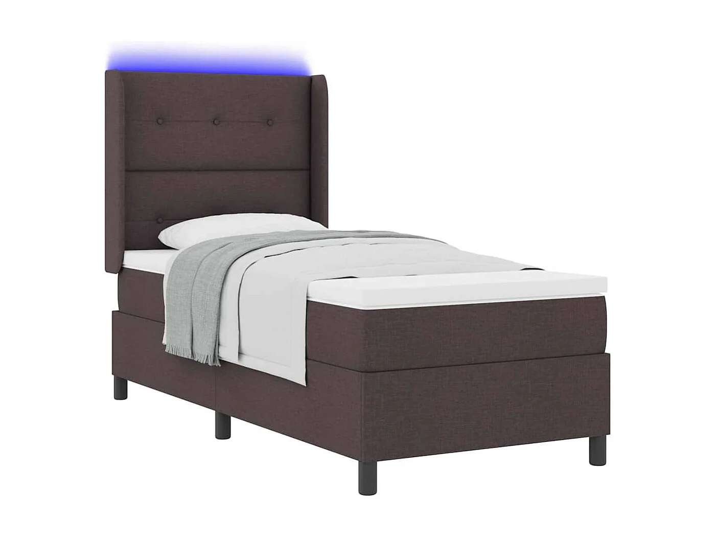 Cama tipo Box Spring con colchón Marrón oscuro 90 x 190 cm tela