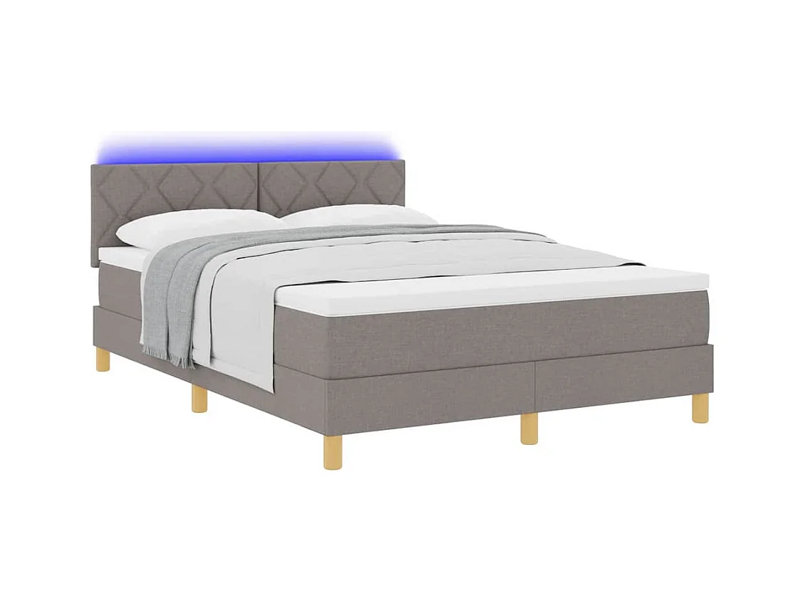Cadre de lit avec matelas Taupe 140 x 200 cm tissu