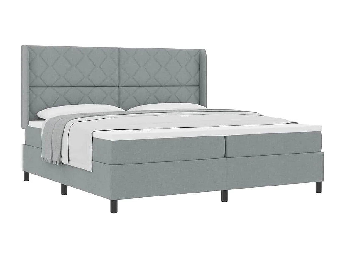 Cadre de lit avec matelas Gris clair 200 x 200 cm tissu