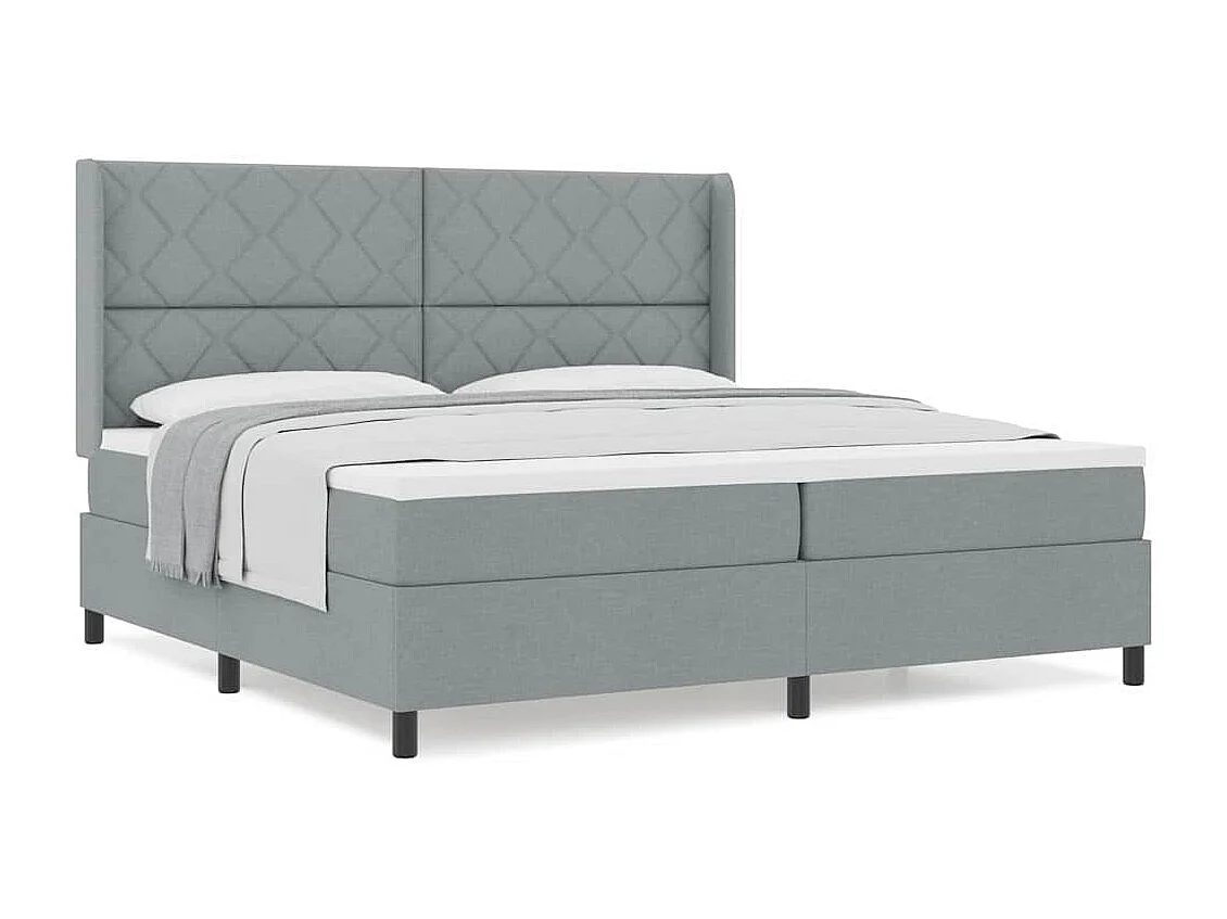 Cadre de lit avec matelas Gris clair 200 x 200 cm tissu
