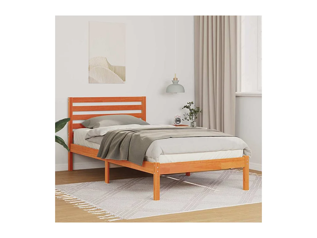 Estructura de cama con cabecera Marrón cera 80 x 200 cm