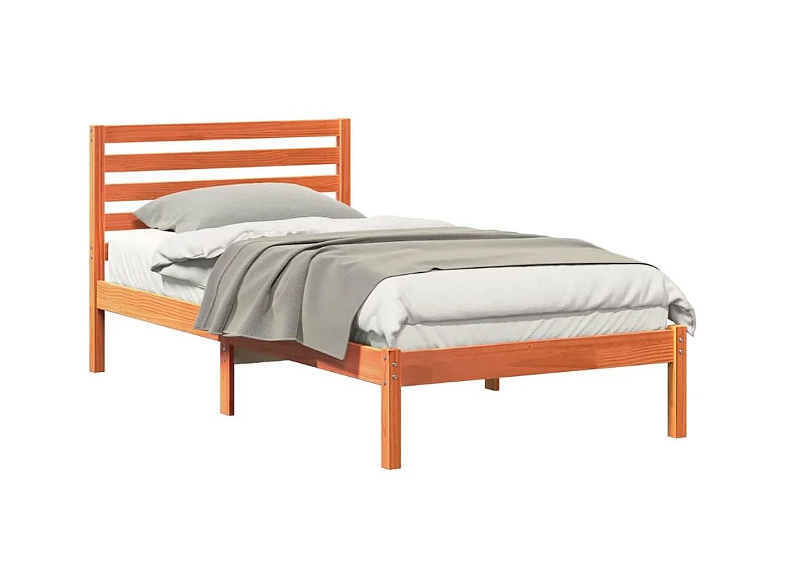 Estructura de cama con cabecera Marrón cera 80 x 200 cm