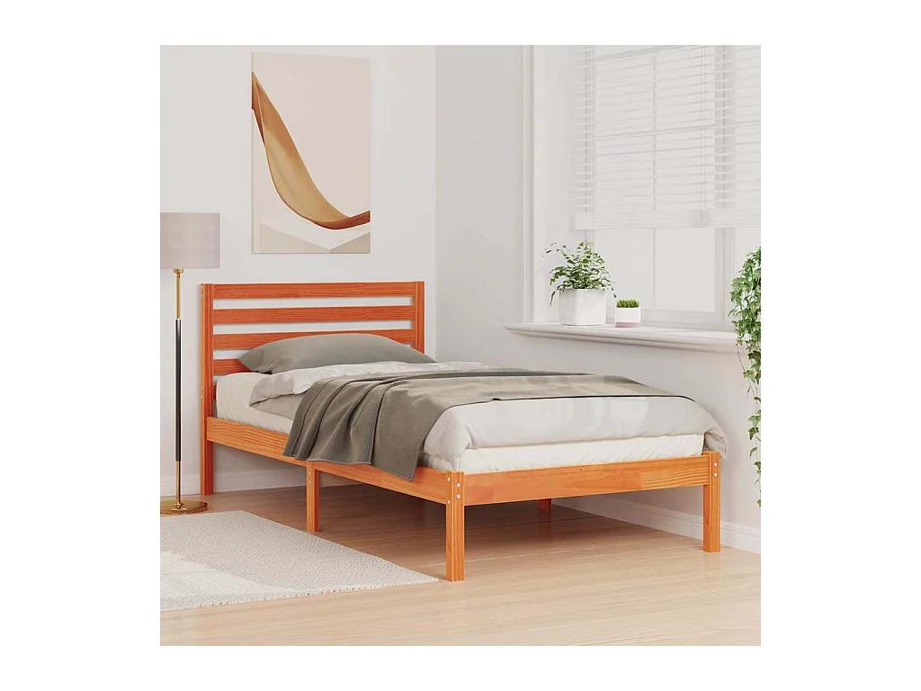 Estructura de cama con cabecera Marrón cera 80 x 200 cm