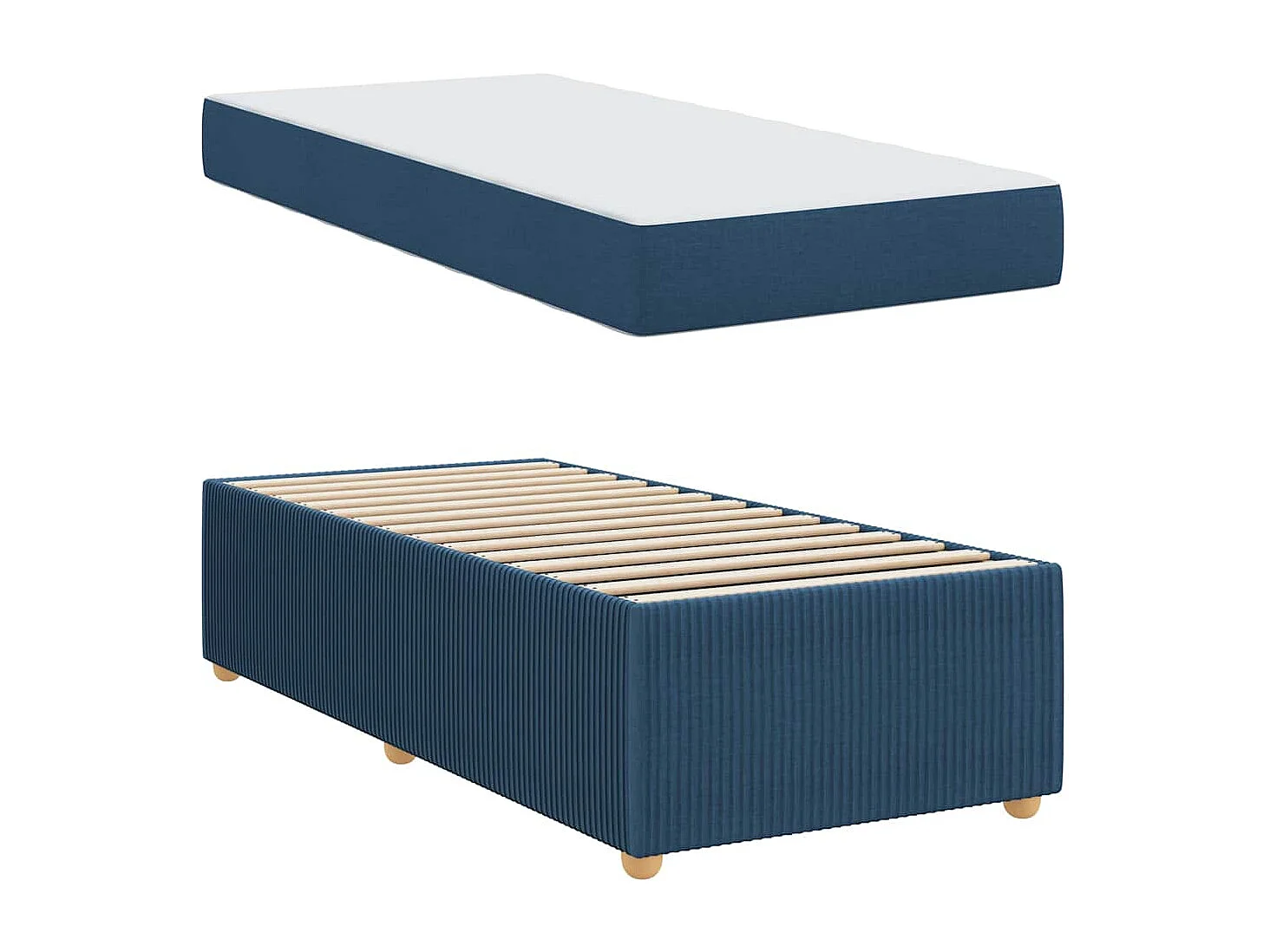 Cadre de lit avec matelas avec matelas Bleu 90 x 200 cm tissu