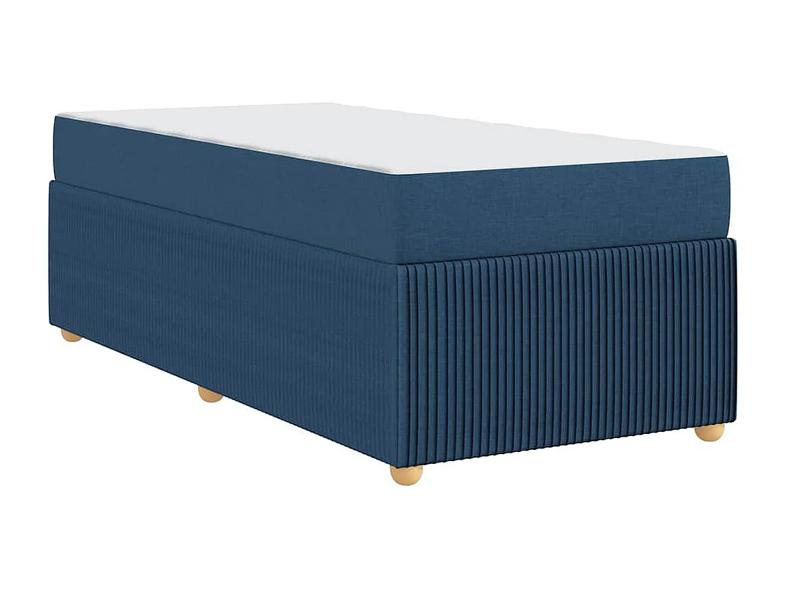 Cadre de lit avec matelas avec matelas Bleu 90 x 200 cm tissu