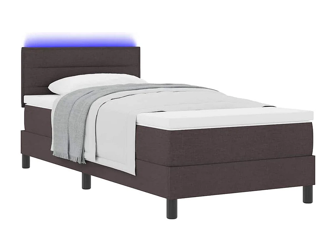 Cama tipo Box Spring con colchón Marrón Oscuro 90 x 200 cm tela