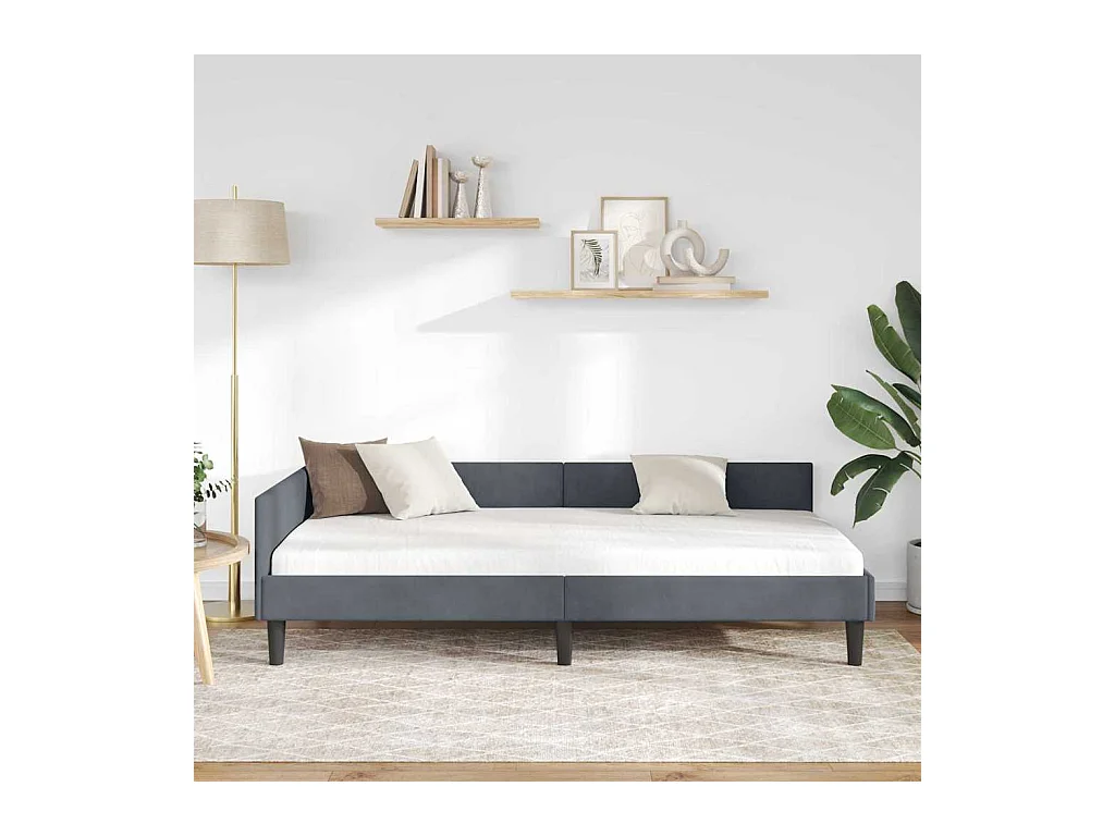 Cadre de lit d'angle avec tête de lit Gris foncé 80 x 200 cm