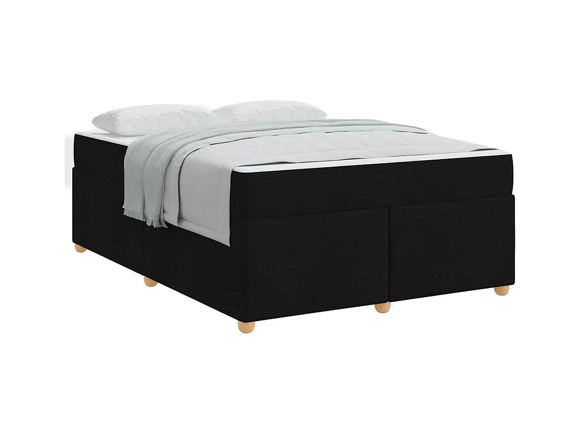 Cadre de lit avec matelas Noir 140 x 200 cm tissu
