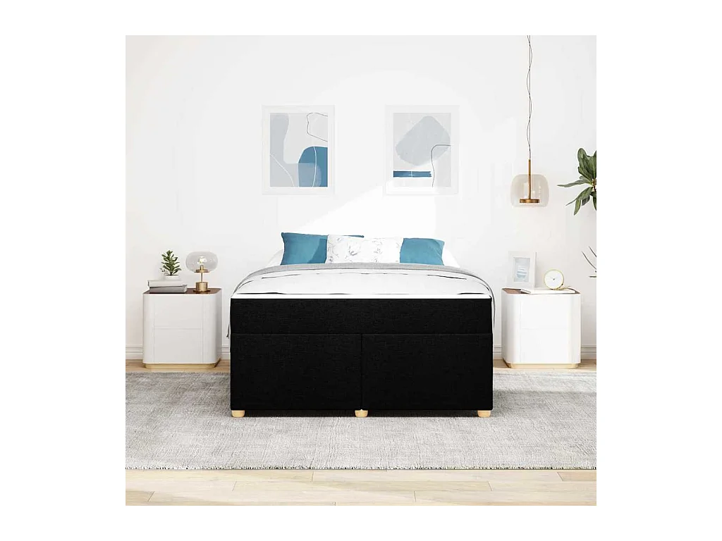 Cadre de lit avec matelas Noir 140 x 200 cm tissu