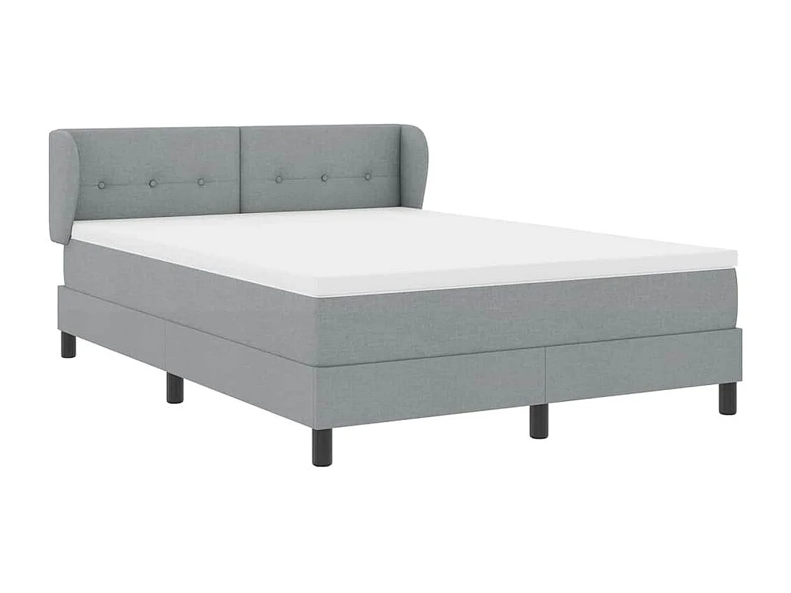 Cadre de lit avec matelas Gris clair 140 x 190 cm tissu