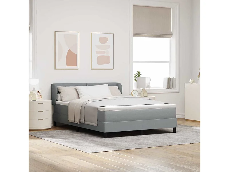 Cadre de lit avec matelas Gris clair 140 x 190 cm tissu