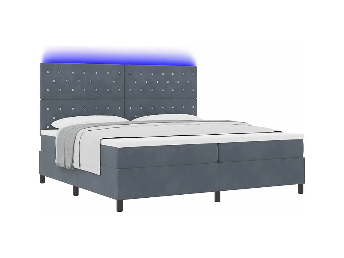 Cadre de lit avec matelas Gris foncé 200 x 200 cm Velours