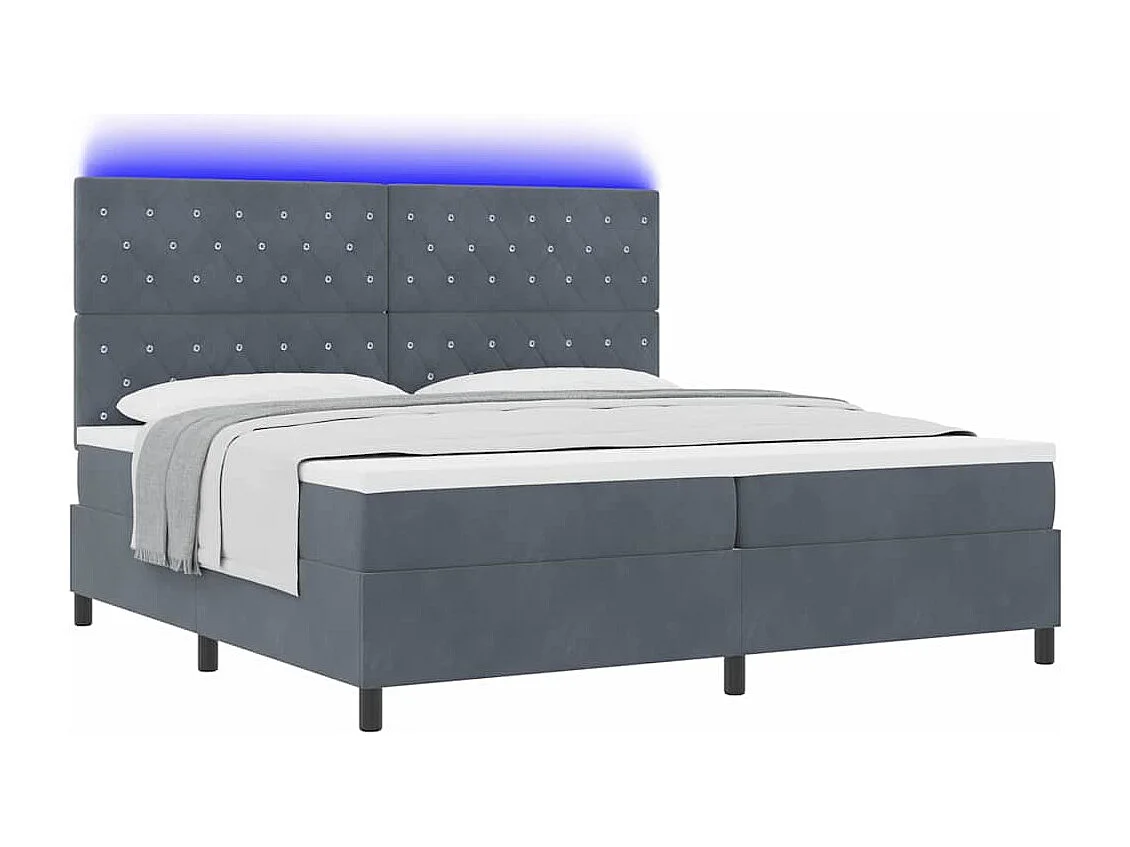 Cama Box com colchão Cinzento escuro 200 x 200 cm Veludo