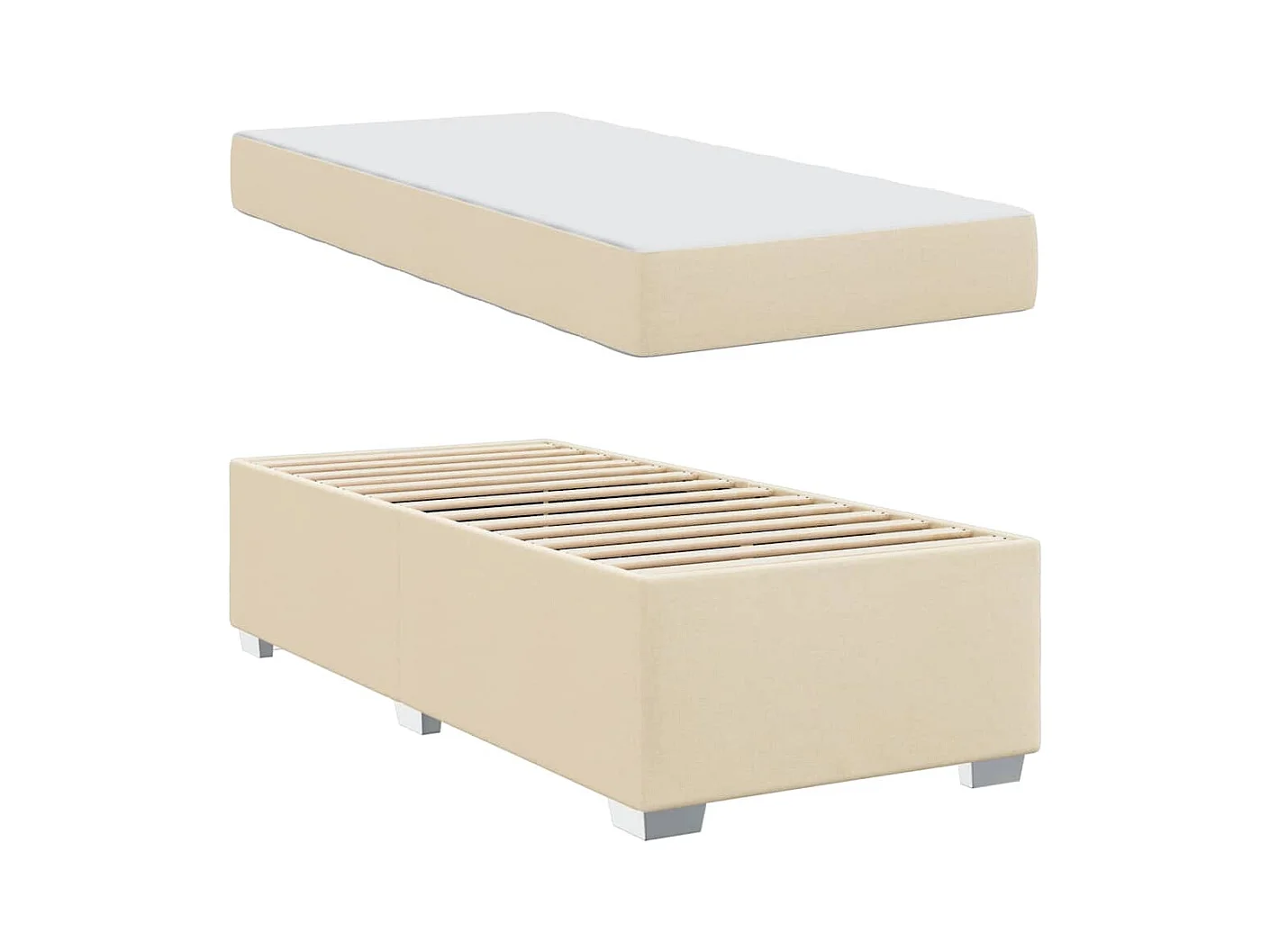 Cadre de lit Crème 100 x 200 cm tissu