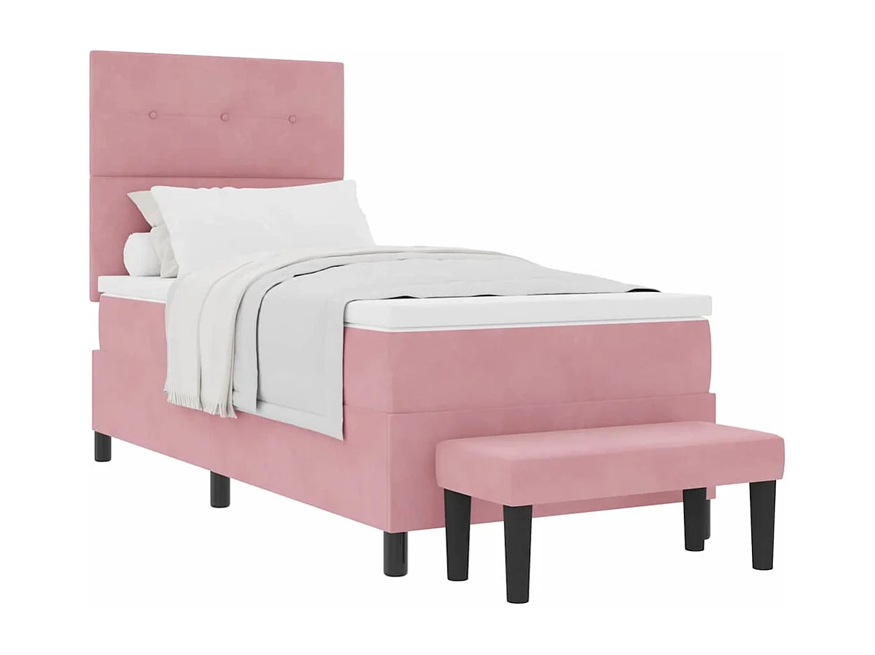 Cadre de lit avec matelas Rose 80 x 200 cm Velours