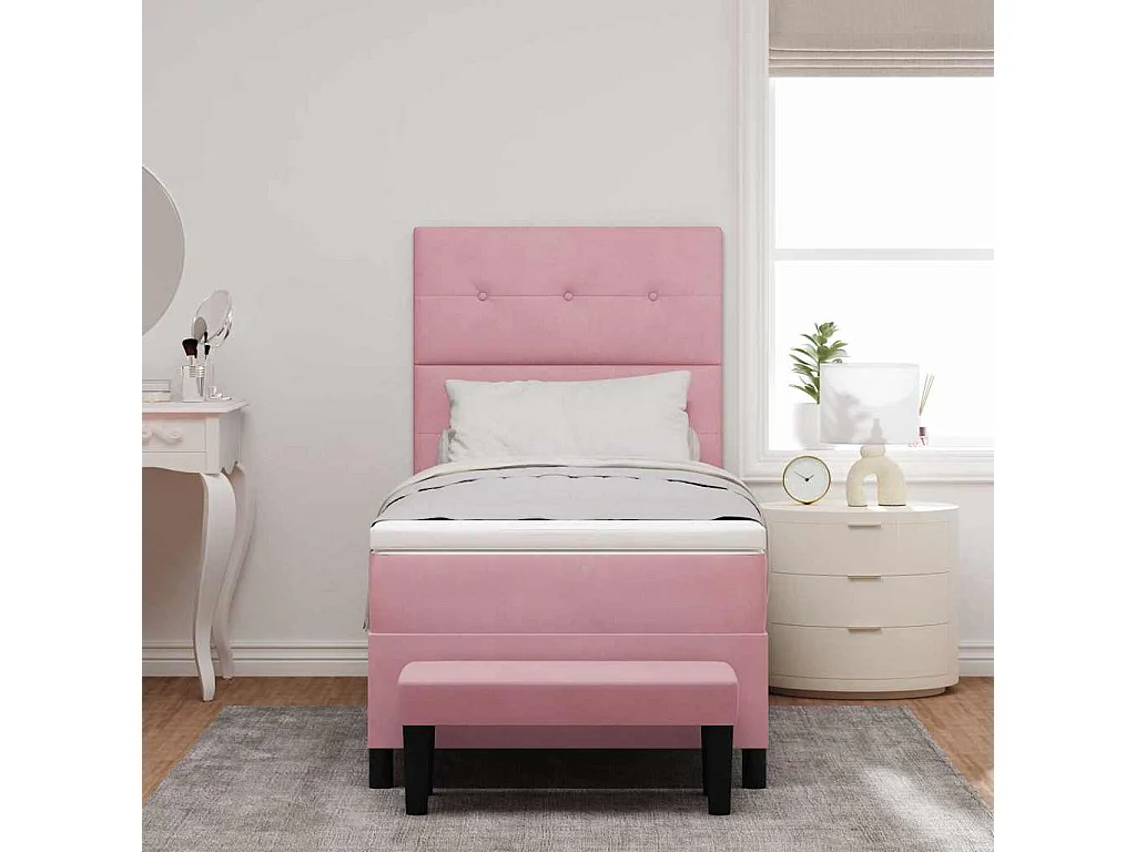 Cadre de lit avec matelas Rose 80 x 200 cm Velours